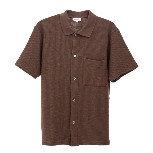 Norse Projects Gustav Crochet Jersey Shirt Chestnut N01-06832033 5711610312043 Front Degli Uberti